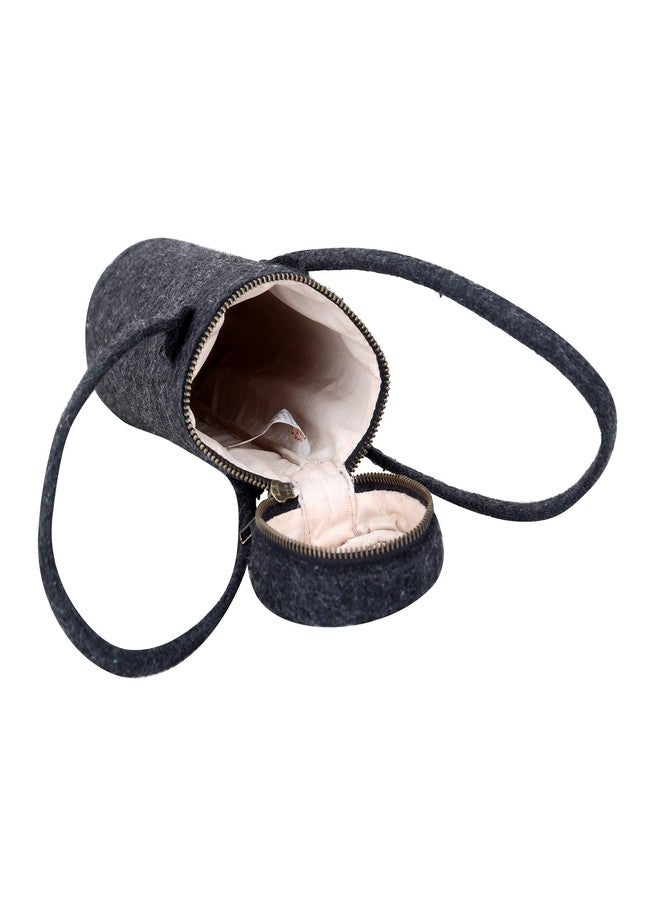 OON Bottle Cover/Holder 1Litre with Handle Zipper Closure Waterproof Lining Black Felt - Image 2